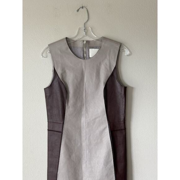 3.1 Phillip Lim Women’s Size 4 Two Tone Shift Leather Dress Sleeveless Modern - Picture 2 of 11